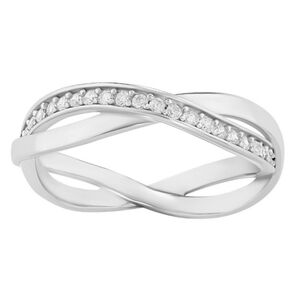 PRIMROSE 925 Sterling Silver CZ CROSSOVER Infinity style Ring 9 1/2